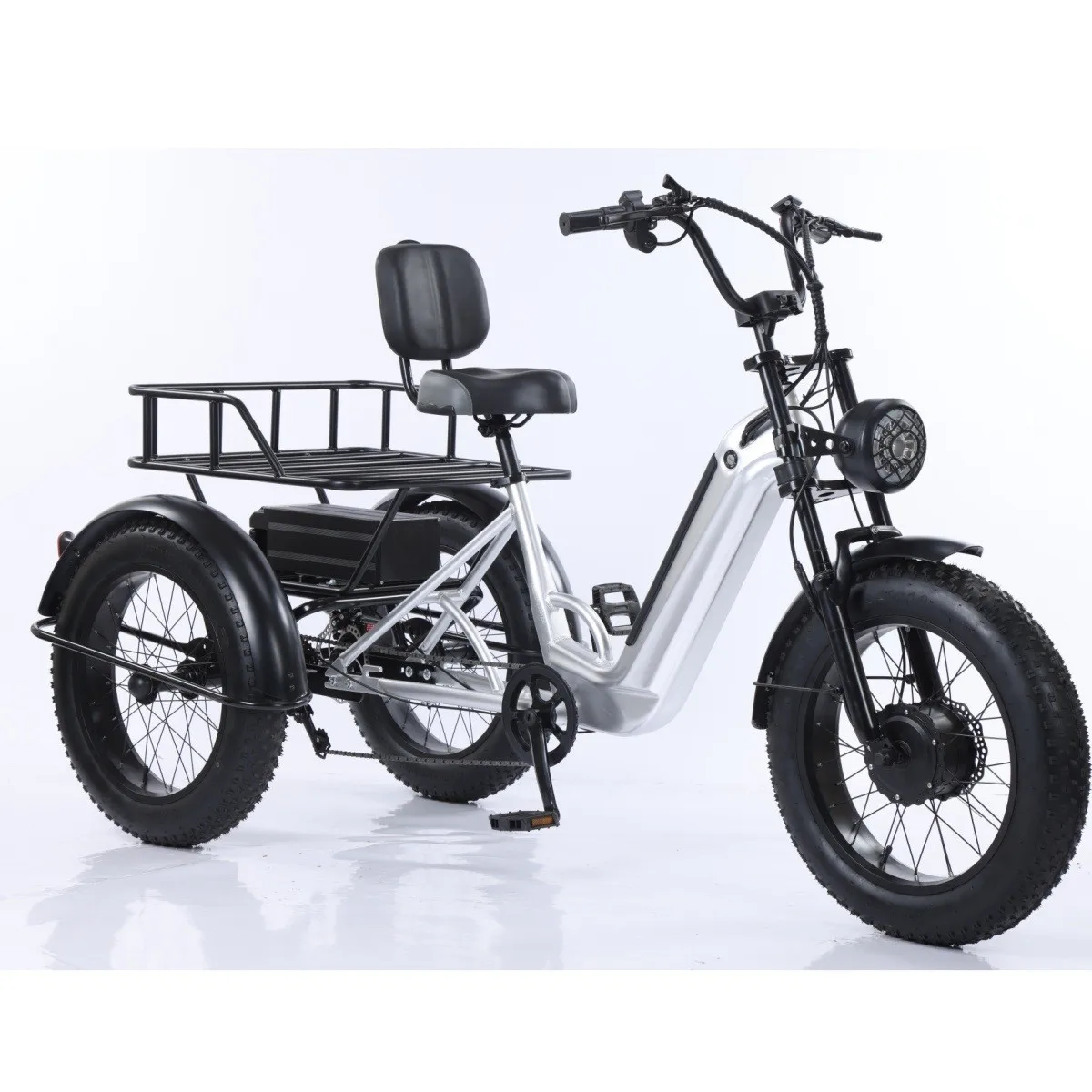 Silver fox three-wheel 500W motor 48V can carry people and cargo aluminum alloy model, built-in lithium battery to