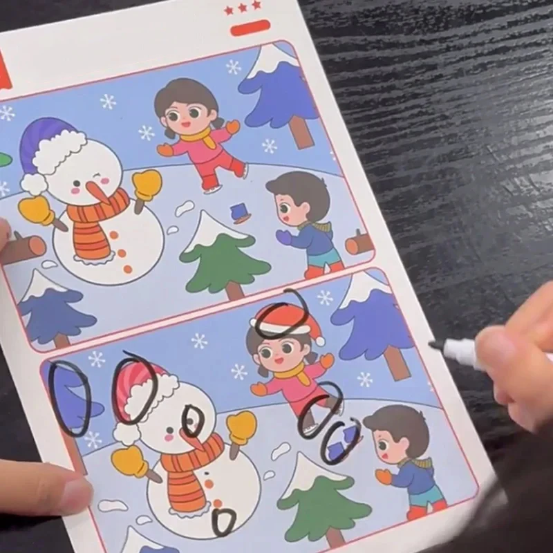 Tarjetas de juegos diferentes para niños, juguetes con bolígrafo borrable, tarjetas de juego educativas Montessori, entrenamiento de concentración, reutilizables, TMZ