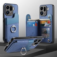 PU Leather Ring Holder Flip Wallet Card Slot Case For OPPO Find X9 Pro Shockproof Bracket Cover For FindX9 X9Pro Bumper Shell