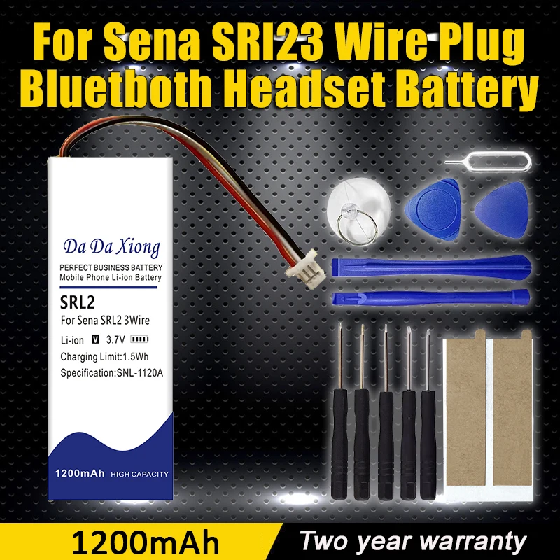 Brand-New 1200mAh SRL2 For Sena SRL2 3Wire-Plug Bluetooth Headset Battery + Tools