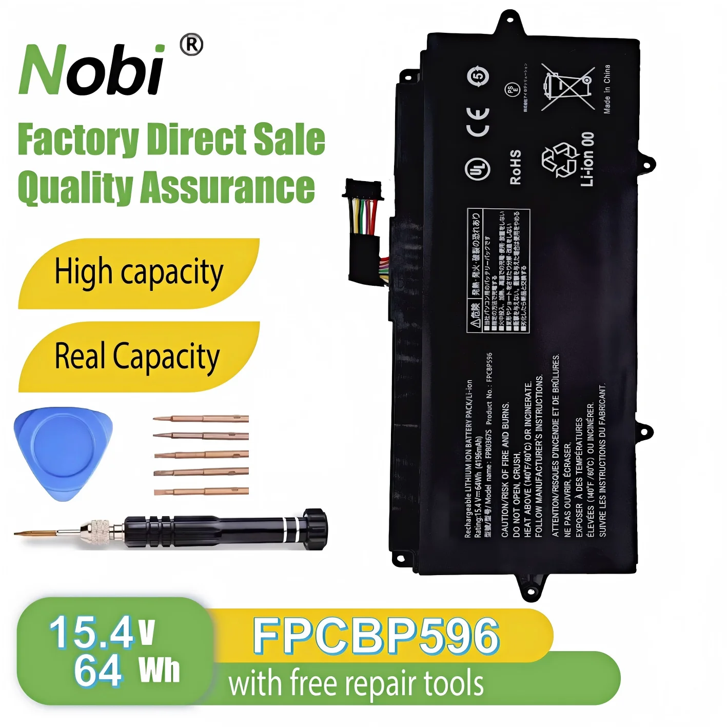 

Nobi FPCBP596 FPB0367S аккумулятор для Fujitsu LifeBook U9312 U9313 U9413 UH90/H UH93 WU2 WU4 UH-X Также совместим с FMVUH01007 FMVUH01008 CP816349-01 Характеристики 15.4V 64Wh 4196mAh