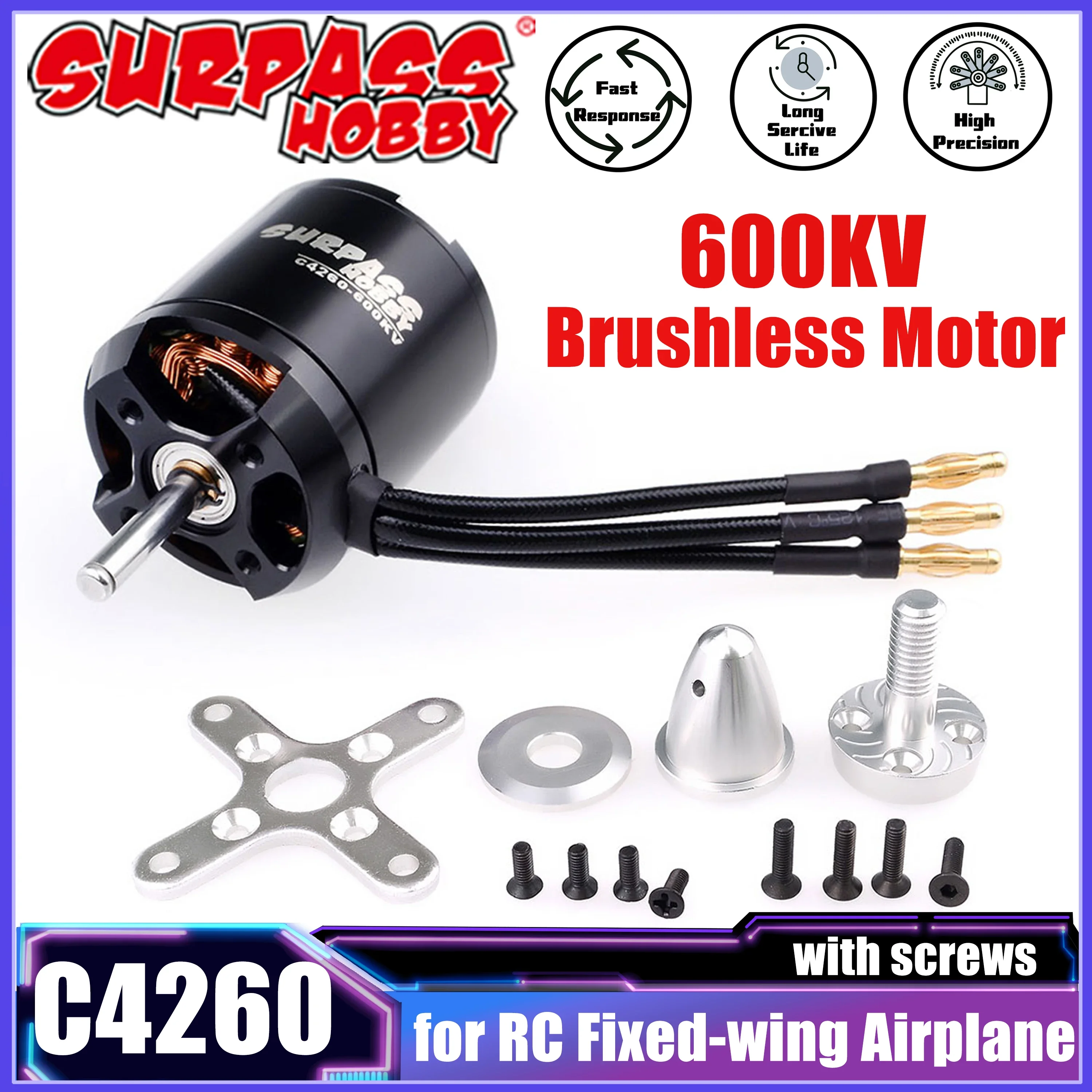 

SURPASS HOBBY C4260 600KV Outrunner бесщеточный двигатель 14 полюсов для радиоуправляемого самолета с неподвижным крылом, дрона, аксессуары для мультикоптера