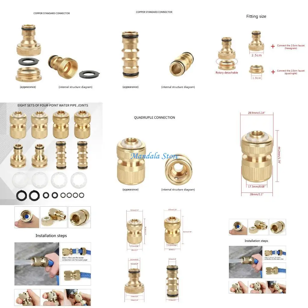 

U2JC Brass Garden Hose Connector for Garden Hose Pipe Tube Seamless Water