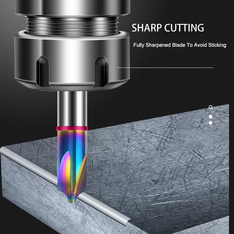 SHAZAM HRC55/65 Internal R Chamfer Milling Cutter Tungsten Steel Carbide Colorful Coating 4-Flute For Aluminum CNC Machining