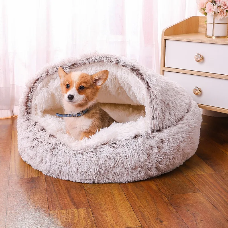 Dog and cat bed room sleep semi-enclosed pet nest warm plush dog kennel mat mat cat cat pet supplies cushion cover