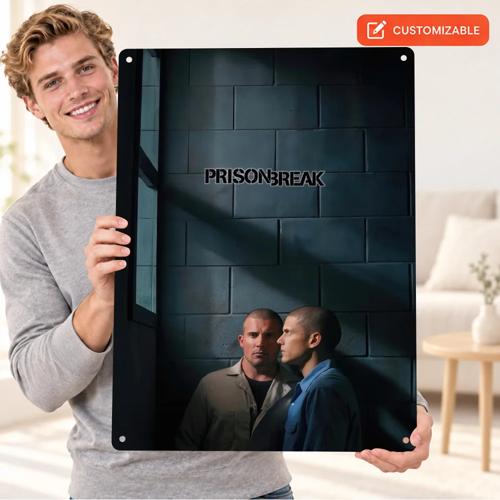Prison Break Textured Metal Poster Customized Aluminum Sign Cell Duo Illustration Wall Art For Home Theater Movie Lover Gift