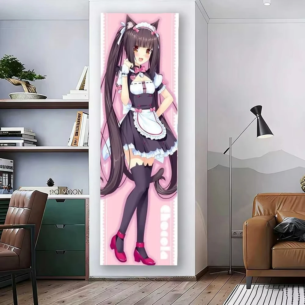Anime Vertical Tapestry Maid Cat Girl Long Tapestry Kawaii Waifu Aesthetic Room Decor for Teen Bedroom