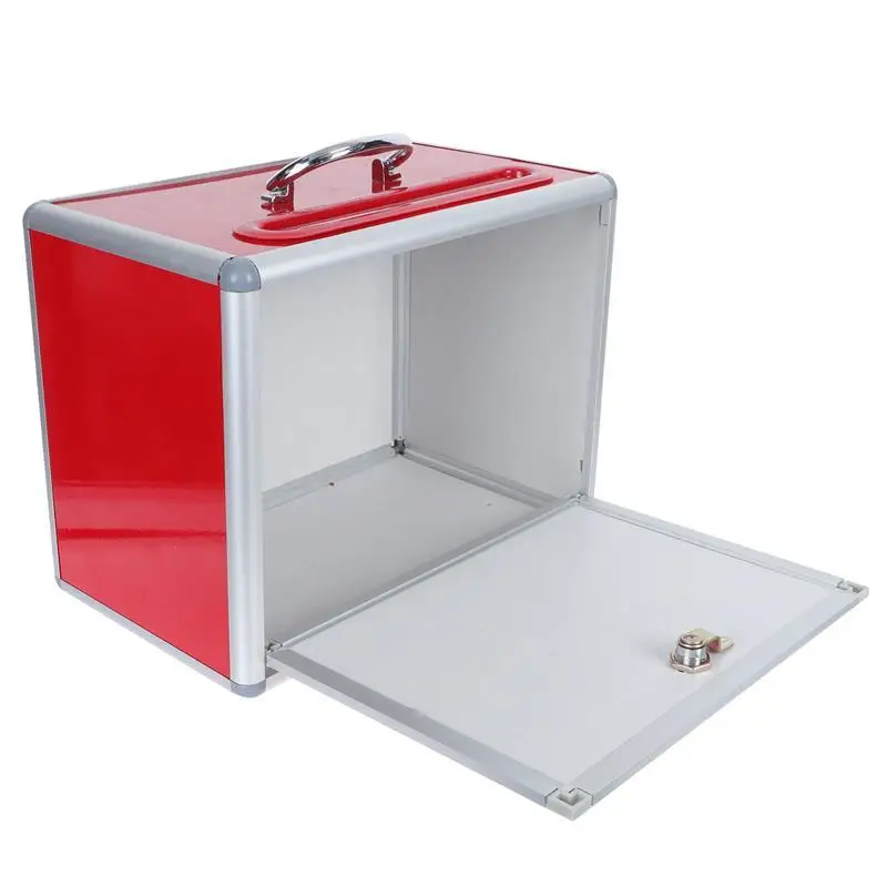 1 قطعة صندوق اليانصيب الاجتماع السنوي سبائك الألومنيوم صندوق التبرع التصويت المعدني  صناديق الاقتراحات مع أقفال لعبة الدعامة متفوقا صندوق السحب #3