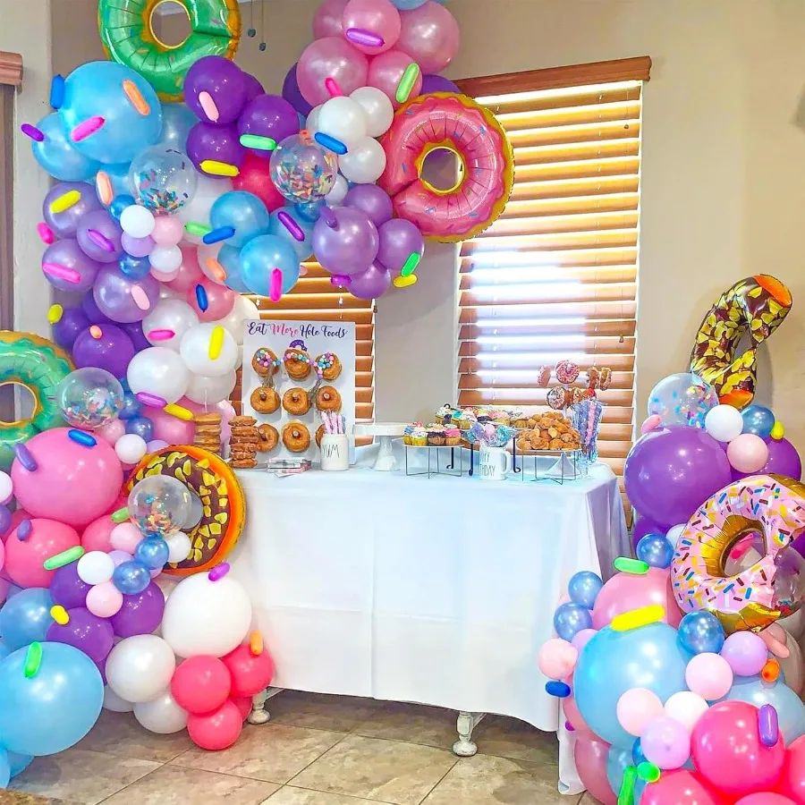 6個入り 大型ドーナツ型ホイルバルーン ドーナツ型マイラーアルミバルーン スイートキャンディスプリンクルホイルバルーン 誕生日 ベビーシャワー 結婚式用