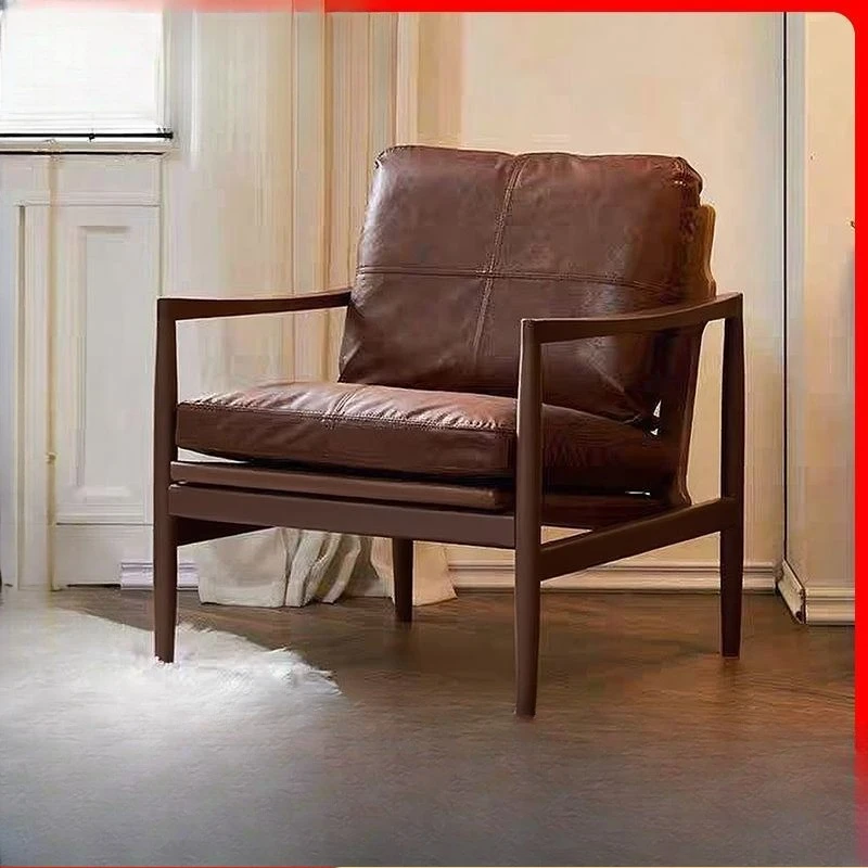

Nordic style solid wood single sofa chair, small apartment bedroom balcony