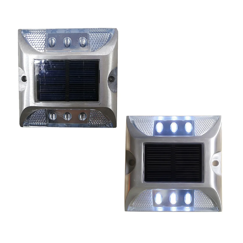 Solar LED Road Studs Waterproof White Polycarbonate Safety Lights Auto on IP68 Solar Road Warning Lights for Path