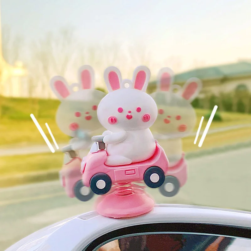 Cartoon Shaking Head Rabbit Bear Car Accessories Car Dashboard Cartoon Horse Riding Pig Doll Decorations Couple Gift For Girls