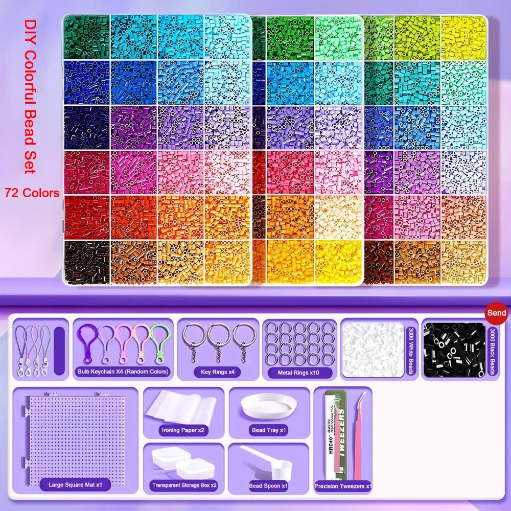2.6mm Size Perler Hama Beads High Quality Three-dimensional 3D Puzzle Beads 48/72/96/120 Colors Premium Small Bean Melting Beads
