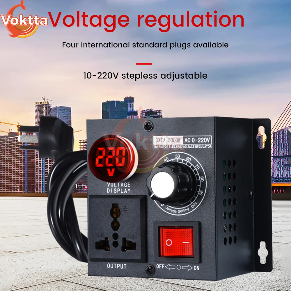 5000W Compact Variable Voltage Regulator Stepless Voltage Controller Speed Temperature Light Voltage Adjuatable Dimmer Governor