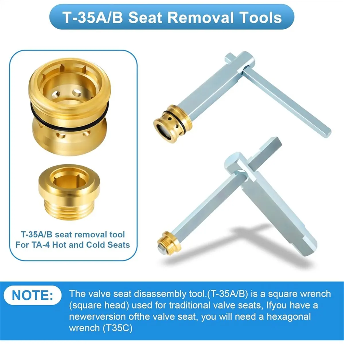 New TA-4 Hot/Cold Valve Base & T-35 A/B Tool,Professional Valve Seat Removal Kit for Hot and Cold Valves Rebuild Kit