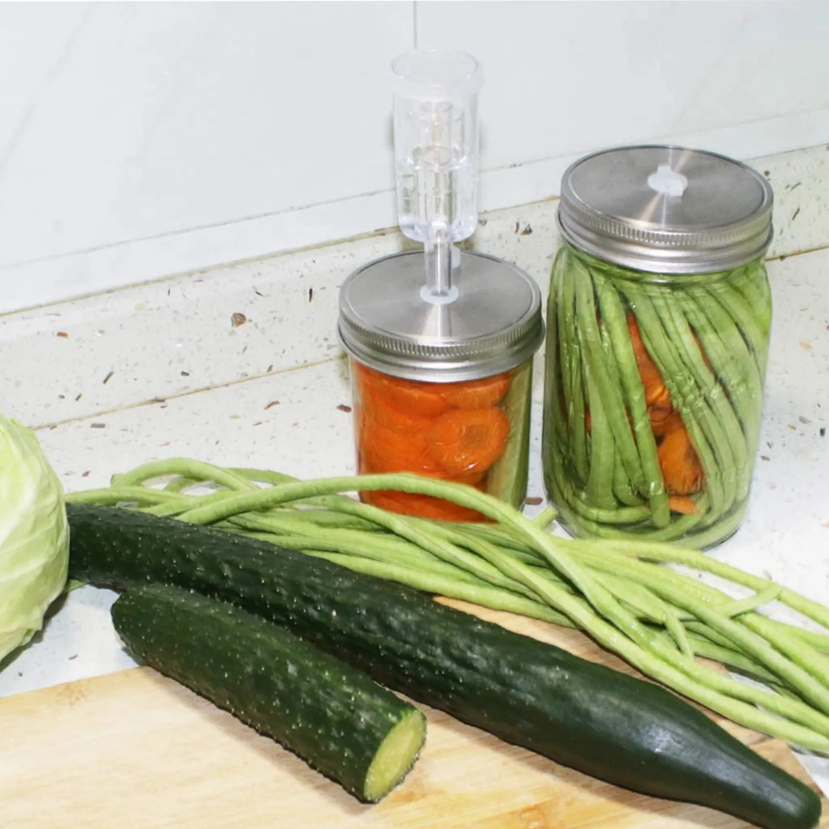 8 tapas de fermentación, tapas herméticas para fermentar en tarros Mason de boca ancha, tapas de fermentación para hacer repollo encurvado, encurtidos y salsas-AT30