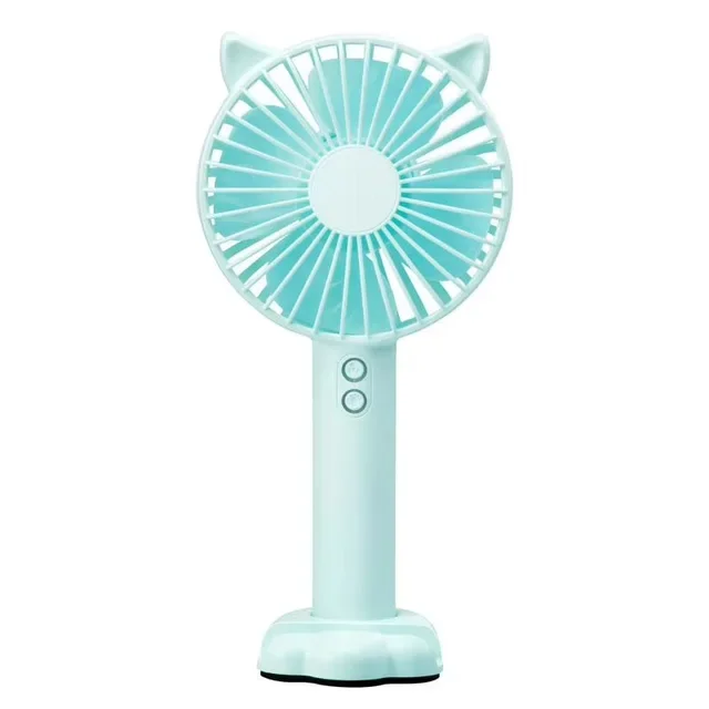 USB Portable Cat Hand-Held/Desktop Fan with LED Lamp & 18650 Battery