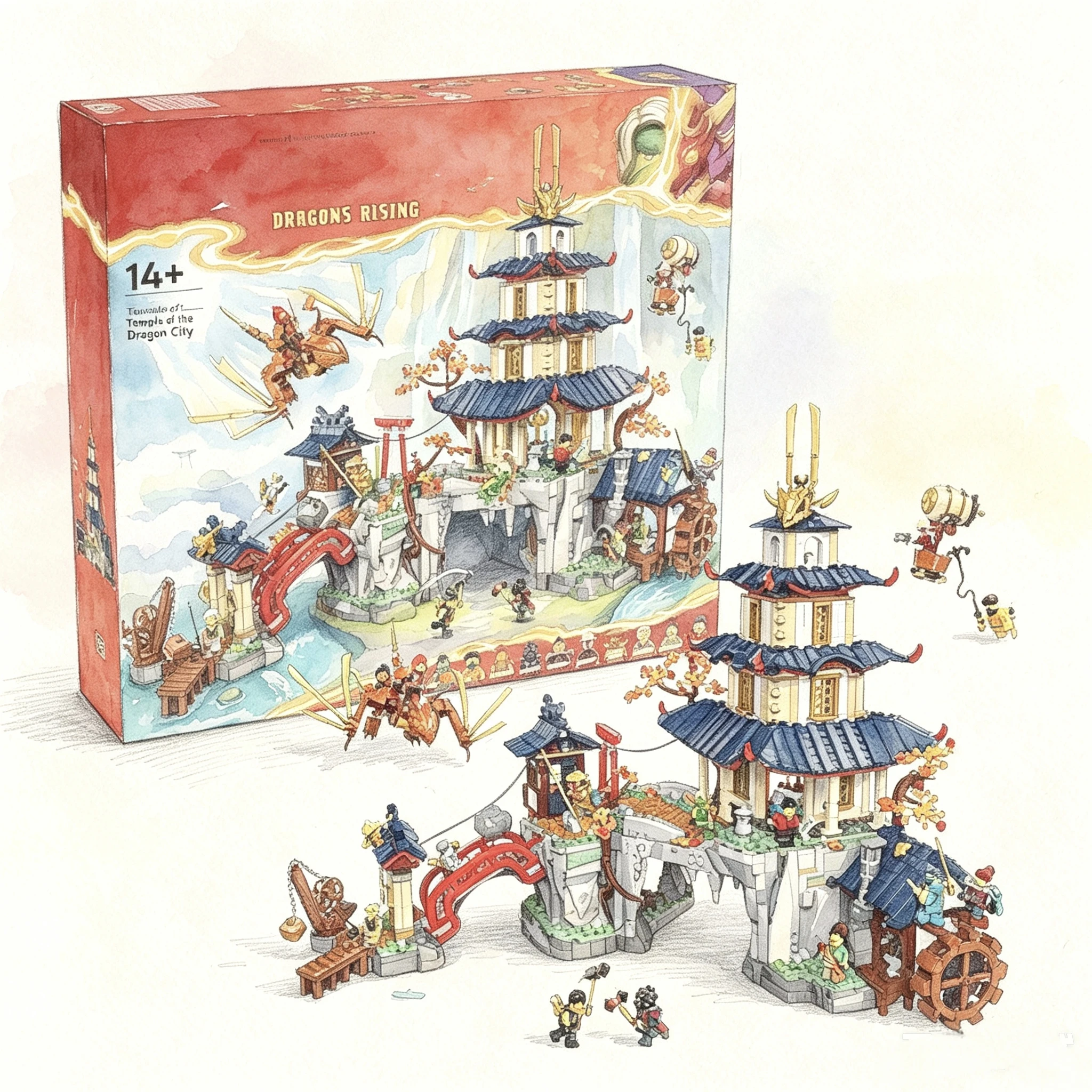 

New Large 3489Pcs Ancient Oriental Ninja Temple Building Blocks 71814MOC Fantasy City Bricks DIY Set Home Decor Birthday Gift