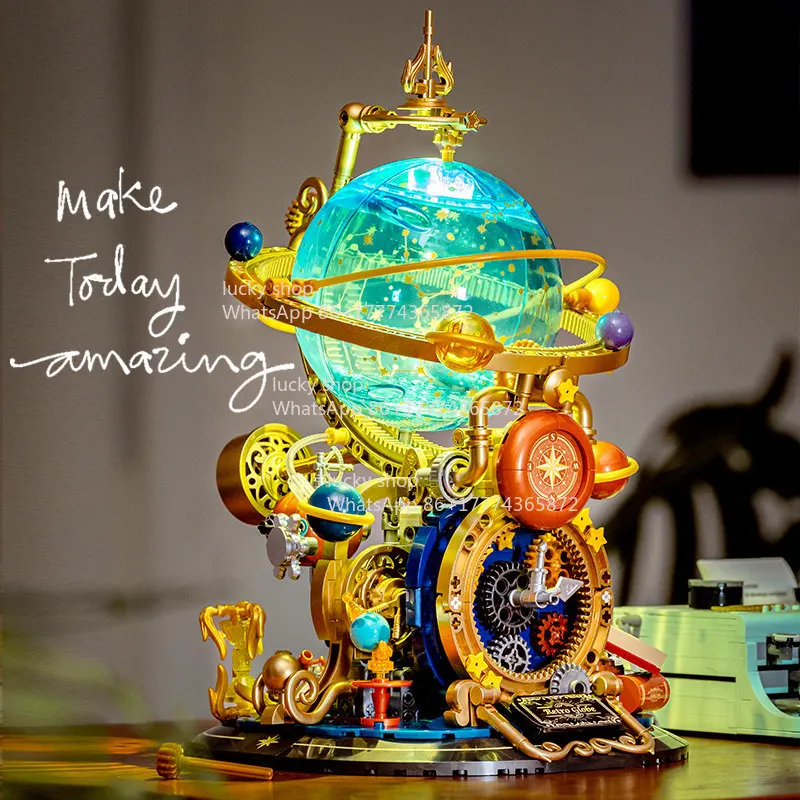 

Retro Globe Mechanical Model DIY Assembly Craft Ornament Educational Gift for Boys Birthday New Year