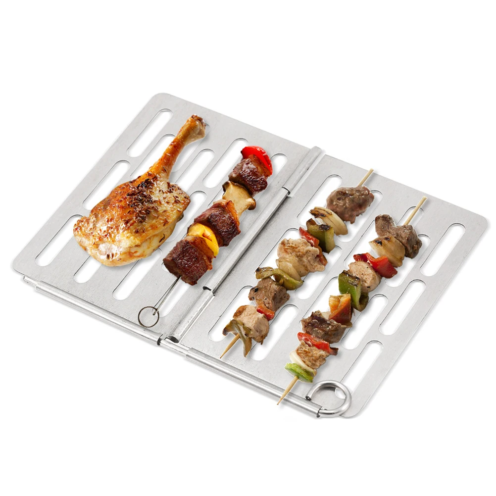 

1pc Stainless Steel Foldable Bbq Portable Compact Charcoal Grill Outdoor Barbecue Rack For Camping Party Large Capacity Durable