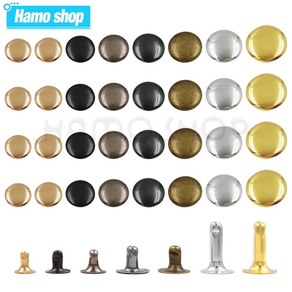 100sets 5mm-15mm Metal Round Rivet Single Cap Rivets Studs for DIY Leather Craft Bag Belt Garments Hat Shoes Pet Collar Decor