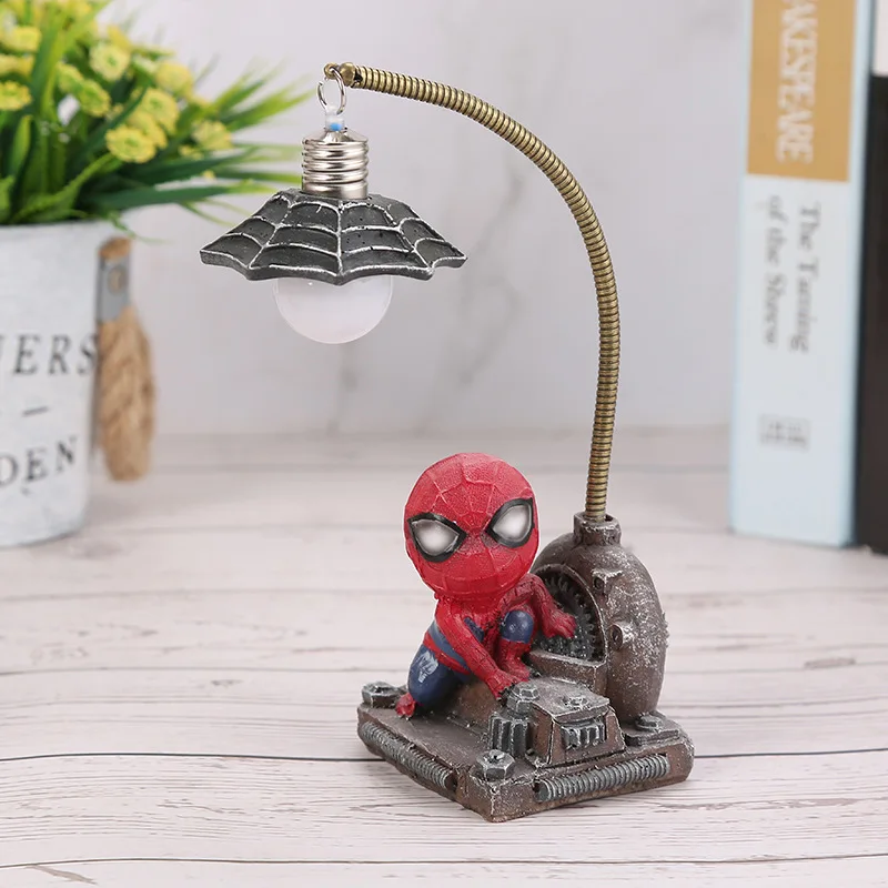 Creative Avengers Spider-Man Night Light Ornament Home Decoration Resin Crafts Children's Birthday Gift