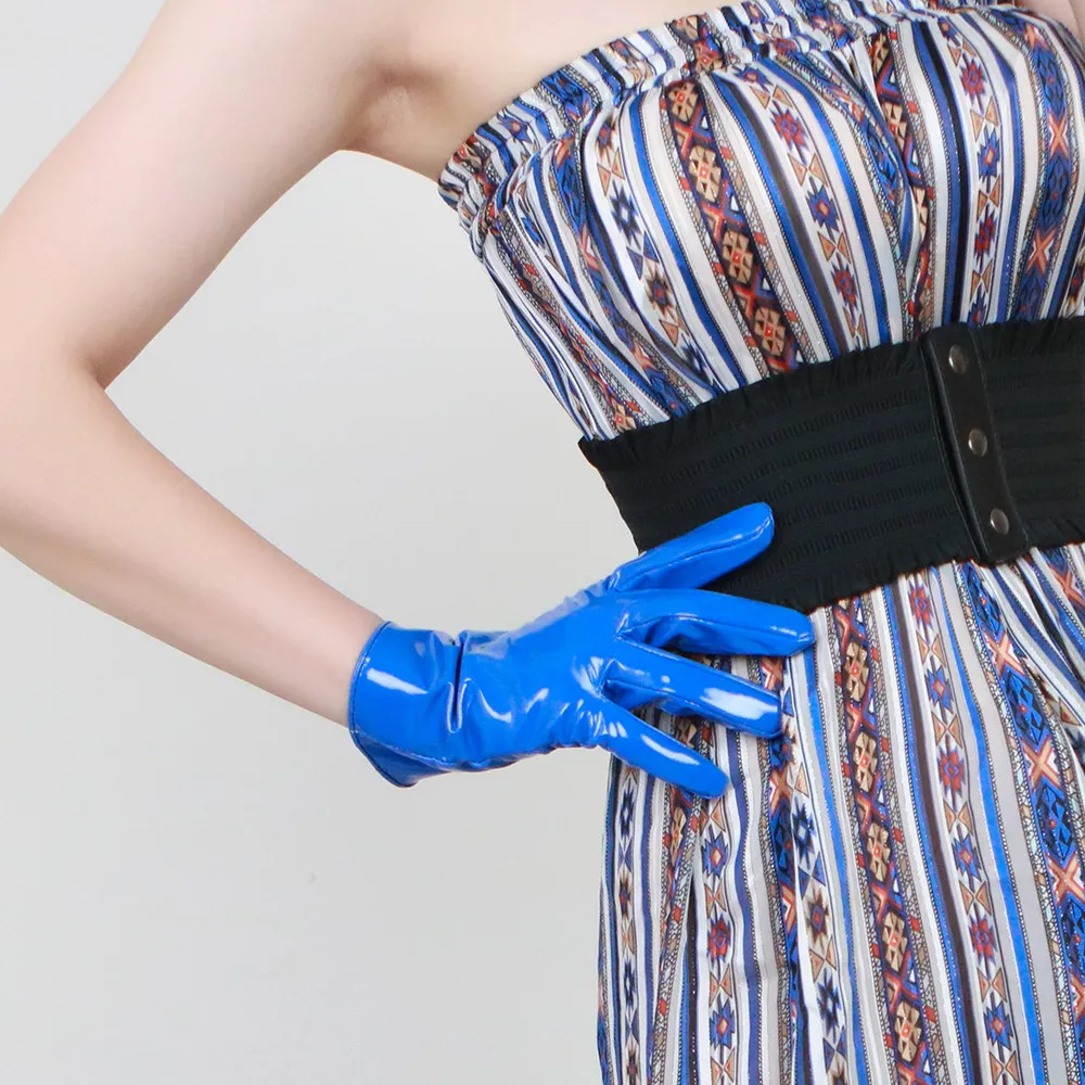 8 Zoll (21 cm) Damen-Lederhandschuhe, modische, glänzende Kunstleder-PU-Beschichtung, Jaguar-Leoparden-Muster, schmal geschnitten, für besondere Anlässe, Handhandschuhe – Detail 21