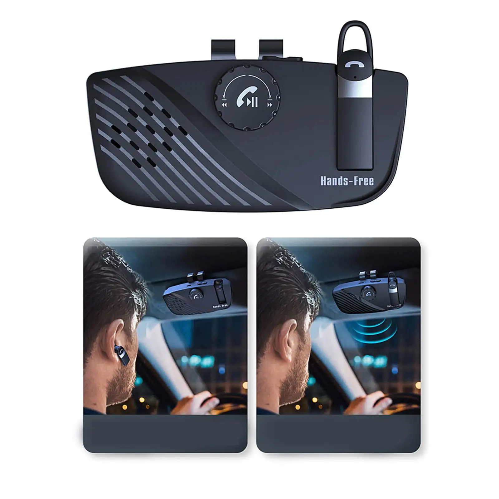 

SP16 Car Bluetooth Speakerphone Back-Clip Portable Loud Volume Knobs for Siri