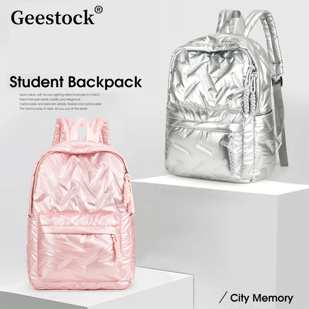 

Geestock повседневный студенческий рюкзак большой емкости дорожный рюкзак модный стеганый универсальный зимний простой рюкзак для женщин и мужчин