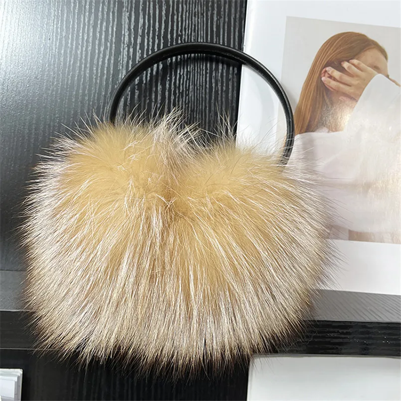 Women Real Fox Fur Earmuffs Winter Outdoor Ear Warmer Girls Big Fulffy Ear Muff Adjustable