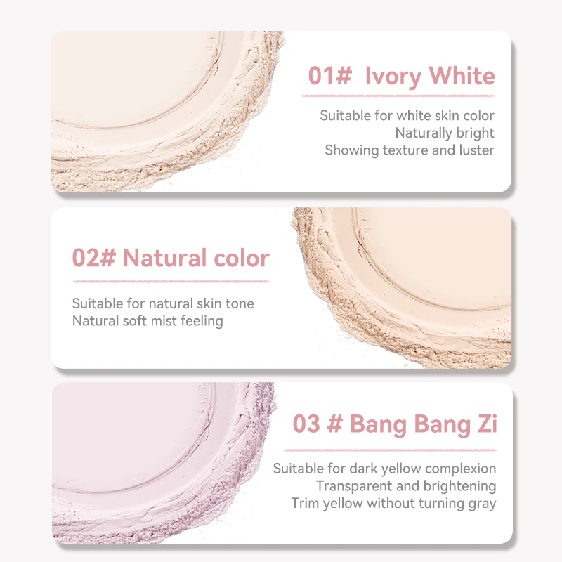 Polvo suelto mate, polvo fijador de control de aceite de larga duración, impermeable, a prueba de sudor y a prueba de manchas, ligero