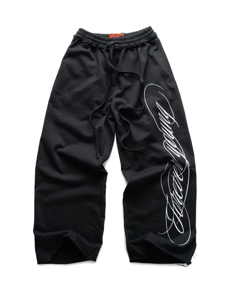 Pantaloni casual da donna da uomo con coulisse bianca nera con motivo a lettere Y2K europei americani Pantaloni alla moda da strada gotici Harajuku