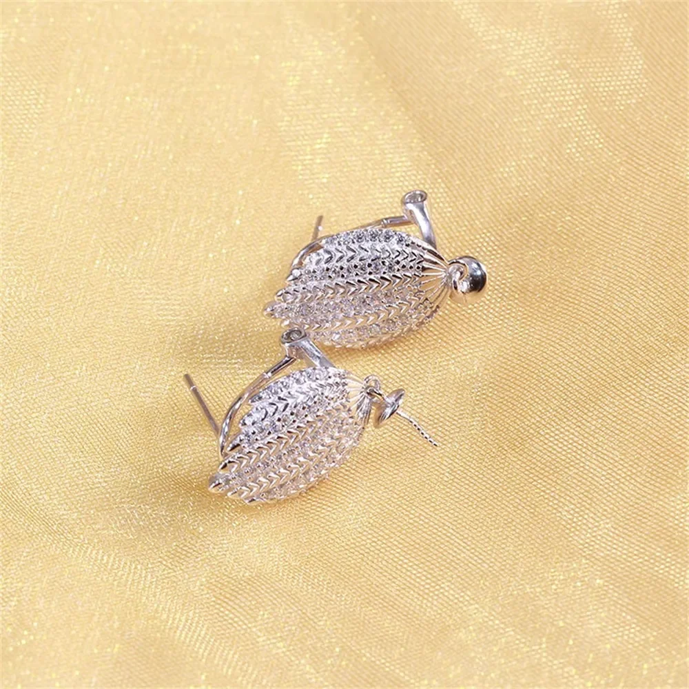 S925 Sterling Silver Pearl Earring Settings DIY Jewelry Making Supplies Blank Earring Posts for Handcrafted Accessories No Pearl