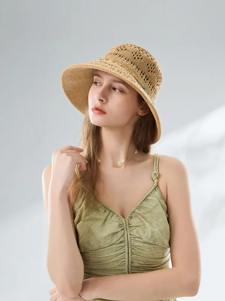 elle-レディース-ファッション性の高い春夏用麦わら帽子-日焼け防止-ビーチカジュアルスタイル-大きなつばのフラットトップハット-女性用