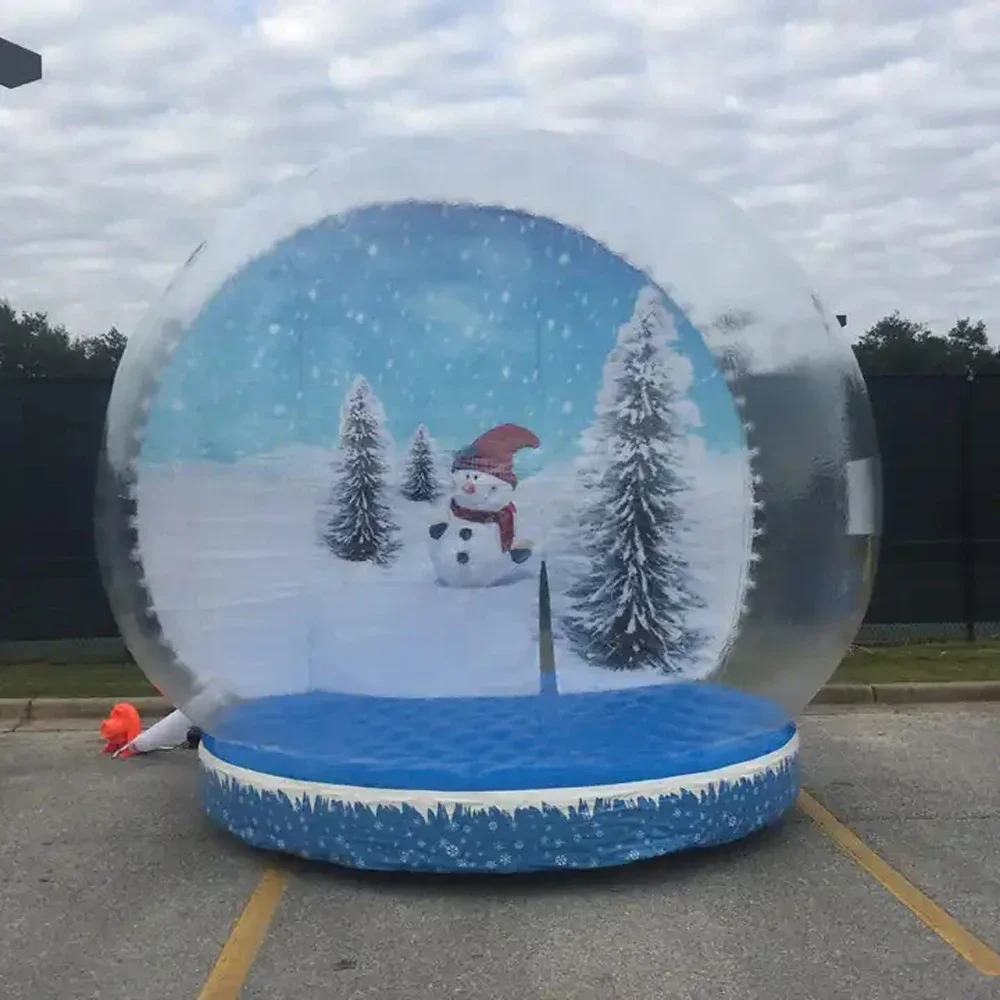 3m Giant Inflatable Snow Globe Photo Booth Tent Life Size Outdoor Blow Up Inflatable Snow Ball Balloon For Christmas Decoration