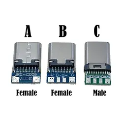 USB 3.1 Type C Connector 14 Pin/24 Pins Male/Female Socket Receptacle Adapter to Solder Wire & Cable 24 Pins Support PCB Board