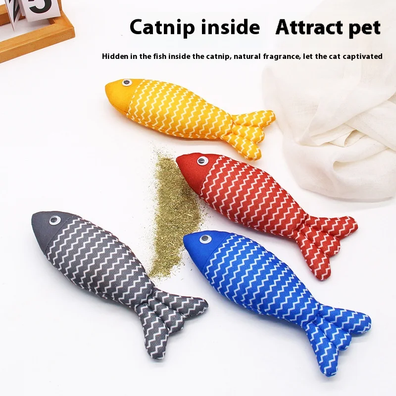 Cat Toys Teasing Cat Stick Peppermint Fish Self Hi Catnip Doll Cat Toys Simulation Thin Dutch toy fish