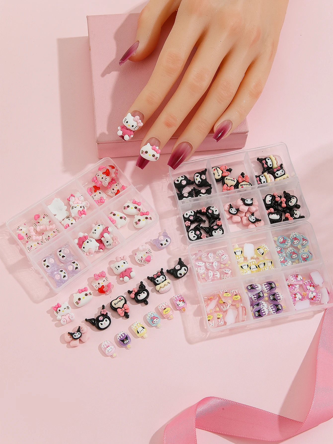 Cartoon nail accessories cute Hello Kitty series boxed matching design DIY nail art charm decoration