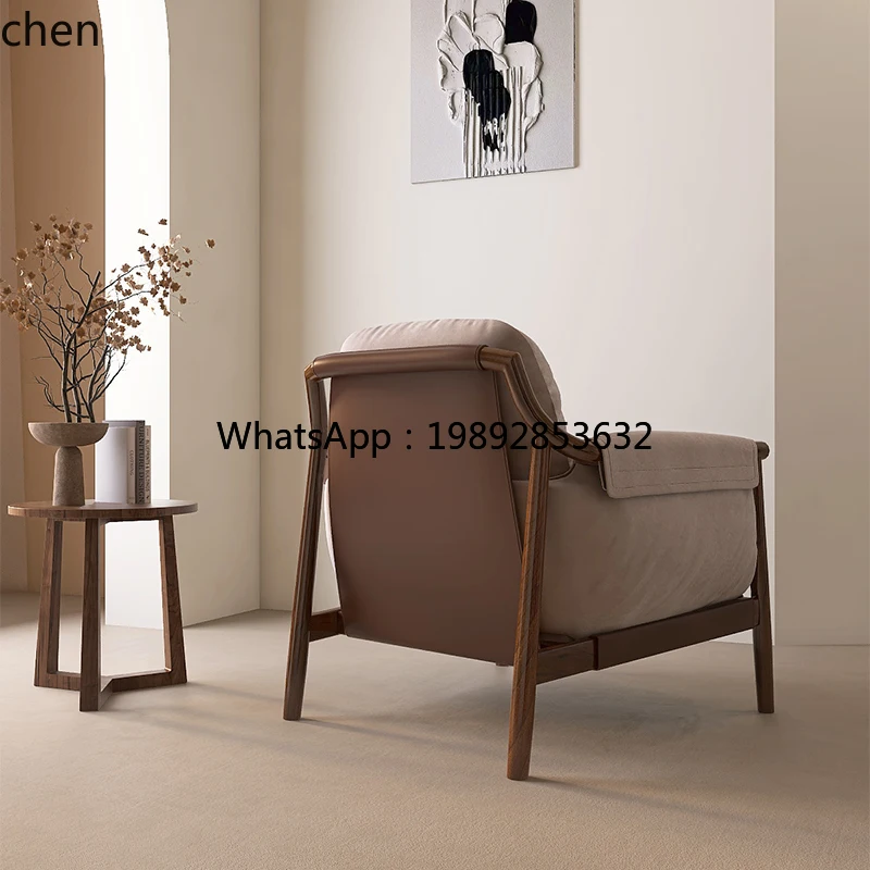 ZZ الرجعية الخفيفة الفاخرة أريكة من الخشب الصلب كرسي الترفيه B & B غرفة المعيشة شرفة كرسي أريكة الترفيه واحد