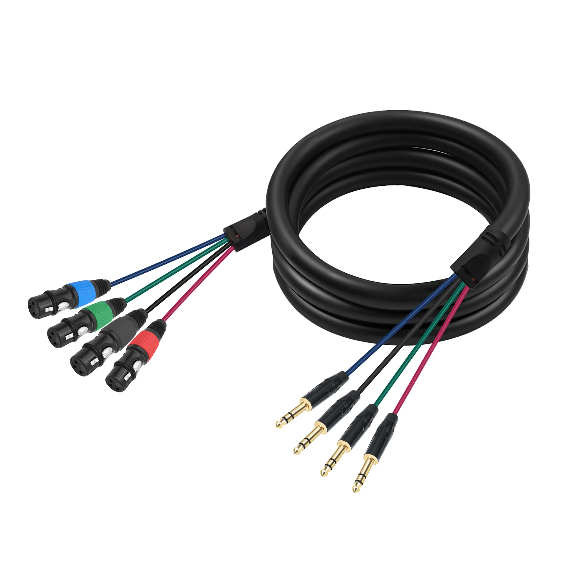 4-Channel Balanced Snake Cable for Live Event Production Studios and Voiceover Booths Using XLR-Based Signal Flow