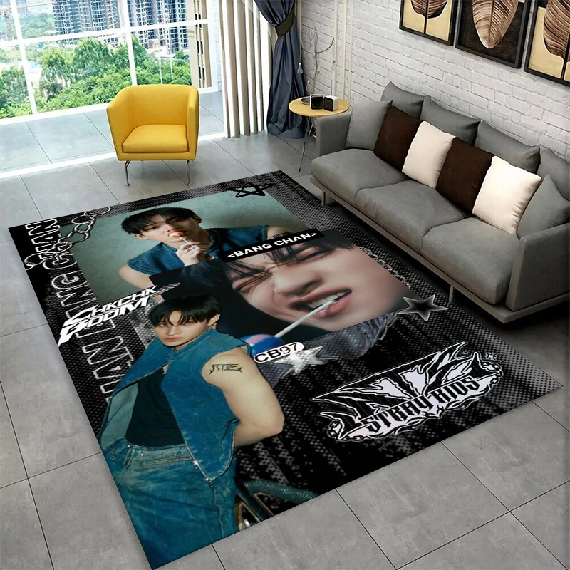 

Музыкальный ковер Kpop Bang Chan Stray Kids для игровой комнаты, спальни, гостиной, дивана, домашнего декора, детский коврик, нескользящий напольный коврик