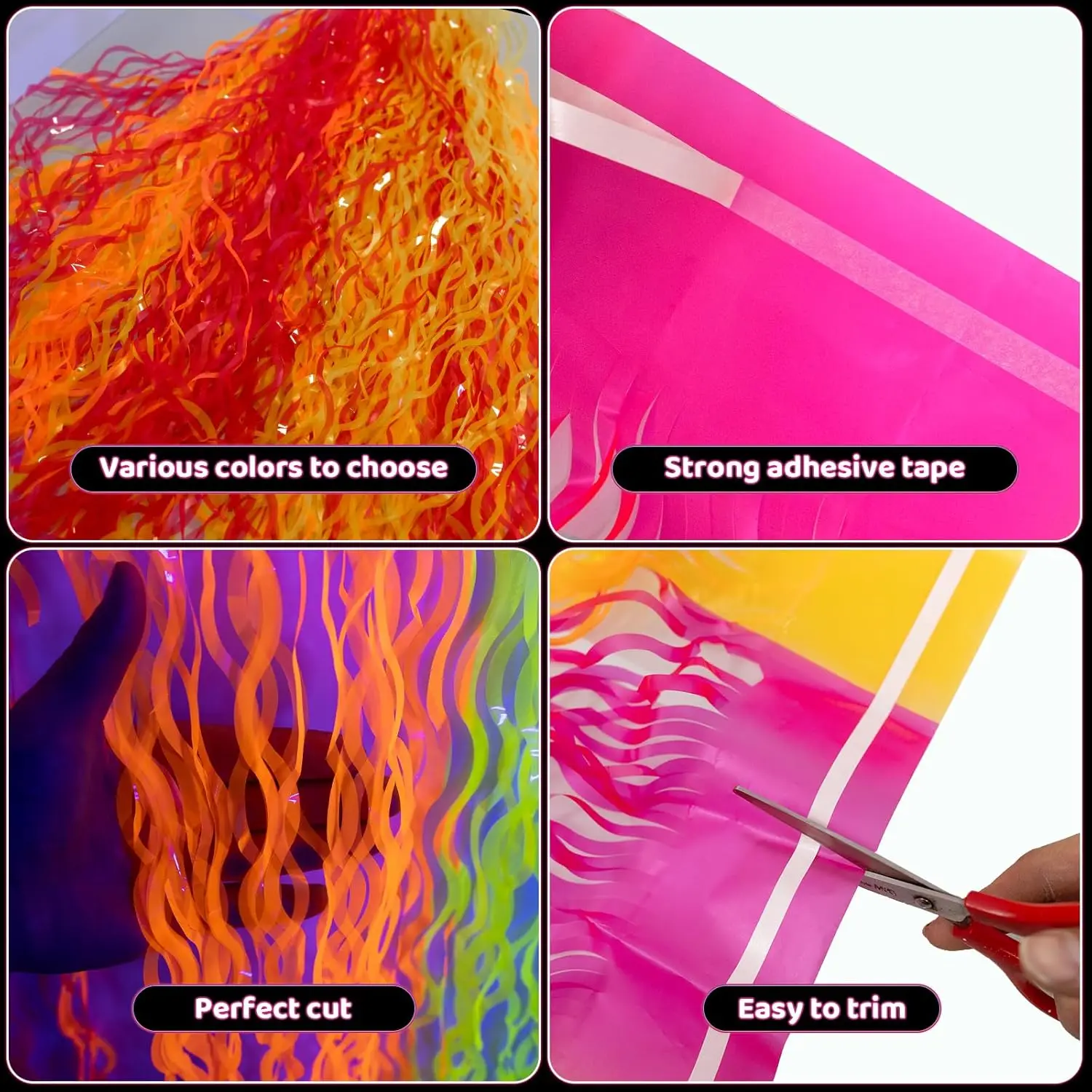 نيون الفلورسنت البرتقالي الأصفر الفوشيه متموج معدني بهرج احباط هامش التنانير المائدة توهج في الظلام لوازم الحفلات توهج الديكورات