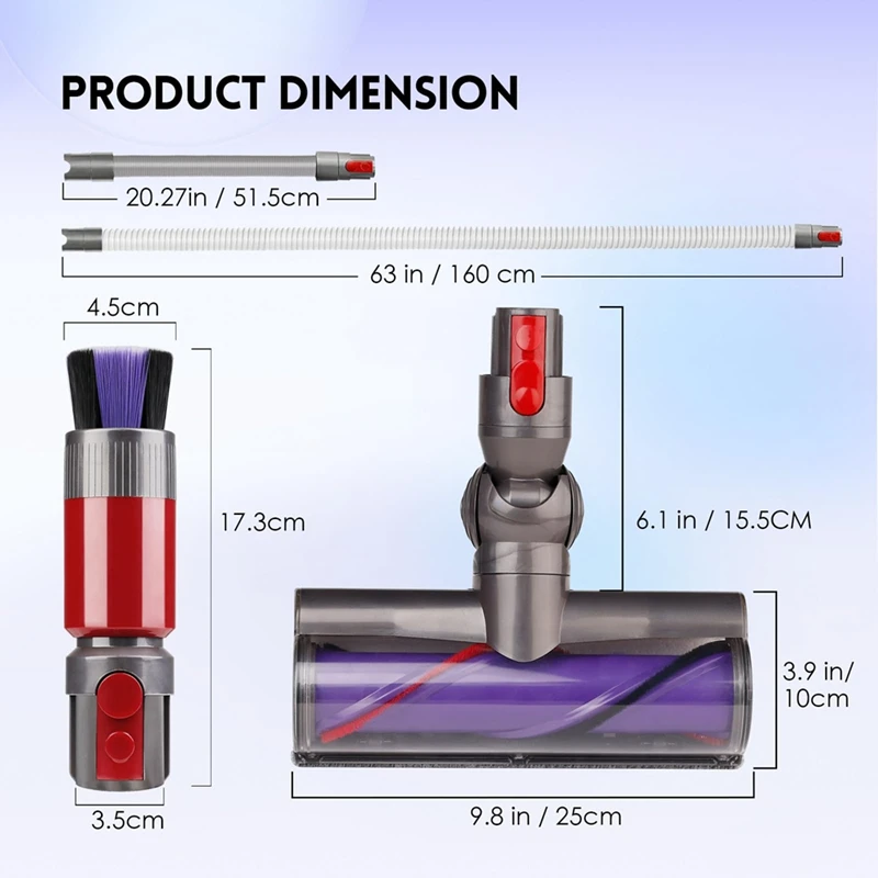 Quick-Release Motor Head Cleaner Replacement For Dyson V7 V8 V10 V11 V15,With Flexible Extension Hose And Dust Brush