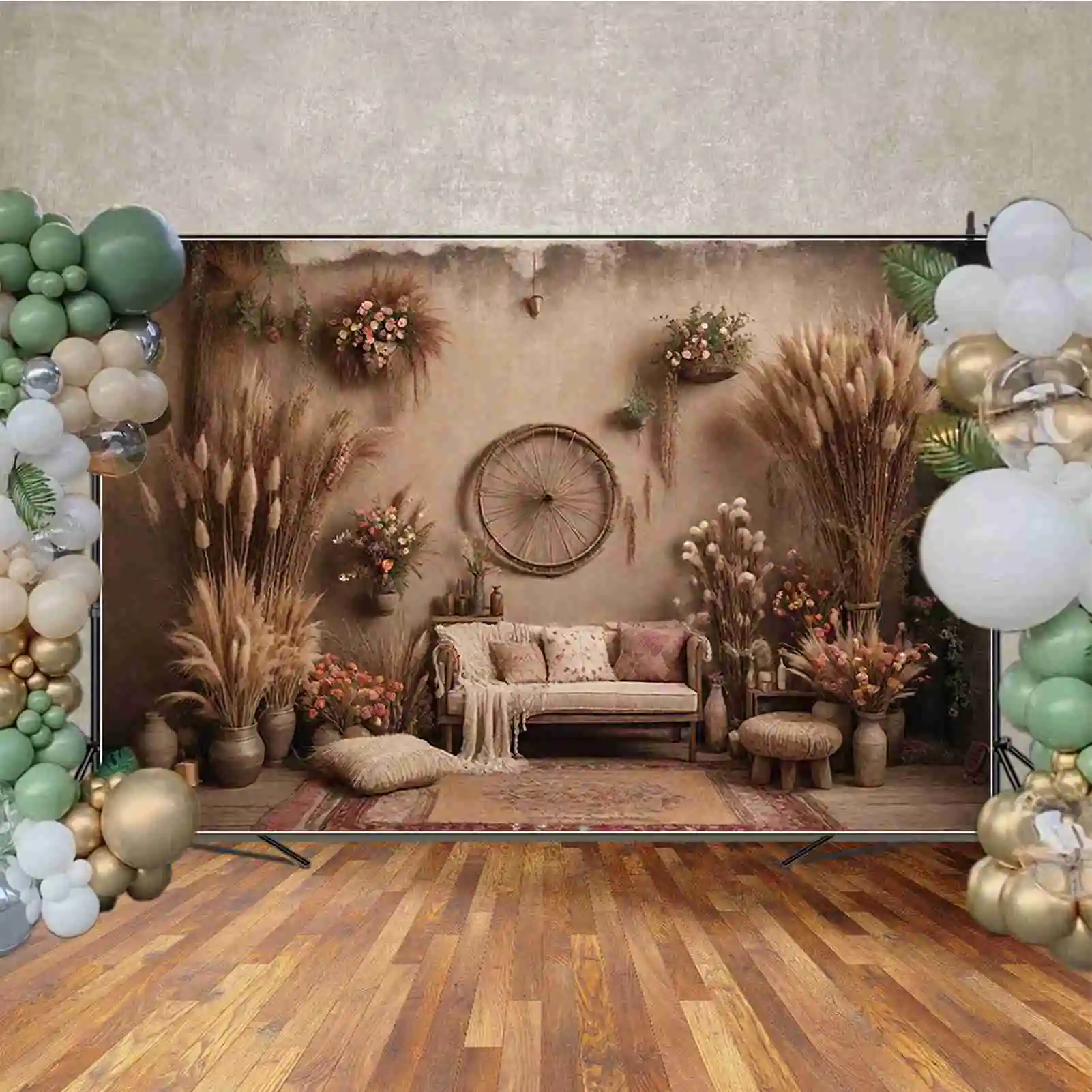 MOON.QG Rural Home Birthday Background Women'S Boho Living Room Wall Backdrops Customized Party Decoration Photography Props