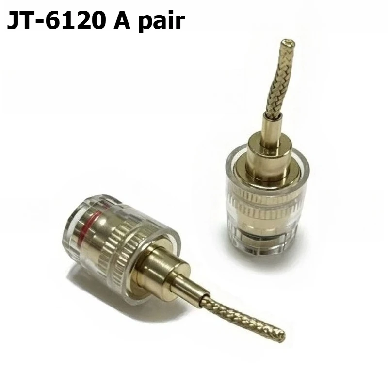 Copper wire with genuine gold braiding, crystal connector, soft whip crystal transparent banana plug, connector for audio wire