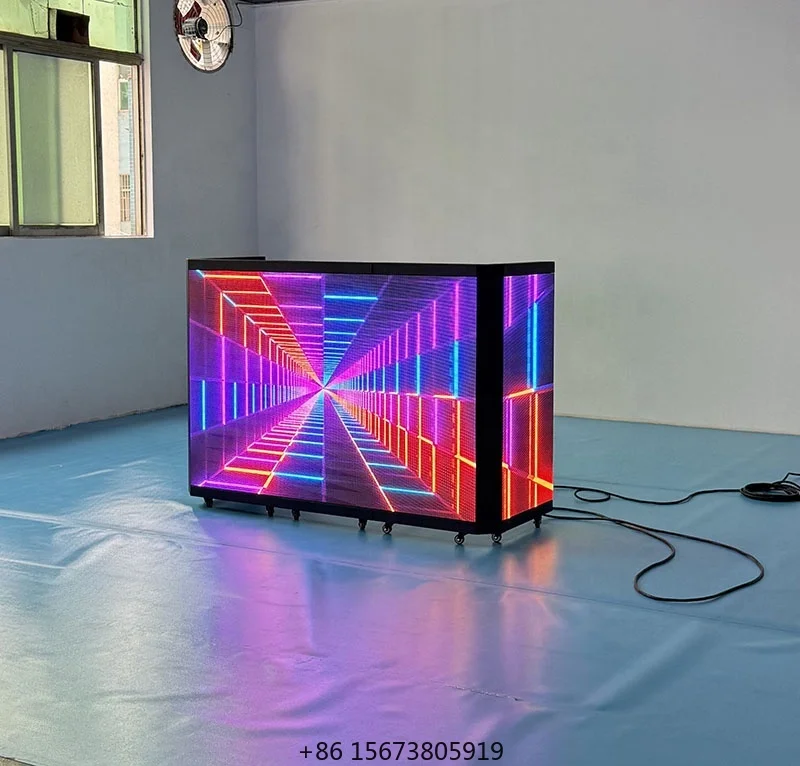 Tela de LED Dobrável P3.91 de Alta Qualidade e Cores Vibrantes para Cabine de DJ Portátil, Ideal para Bares Noturnos, Casamentos e Discotecas
