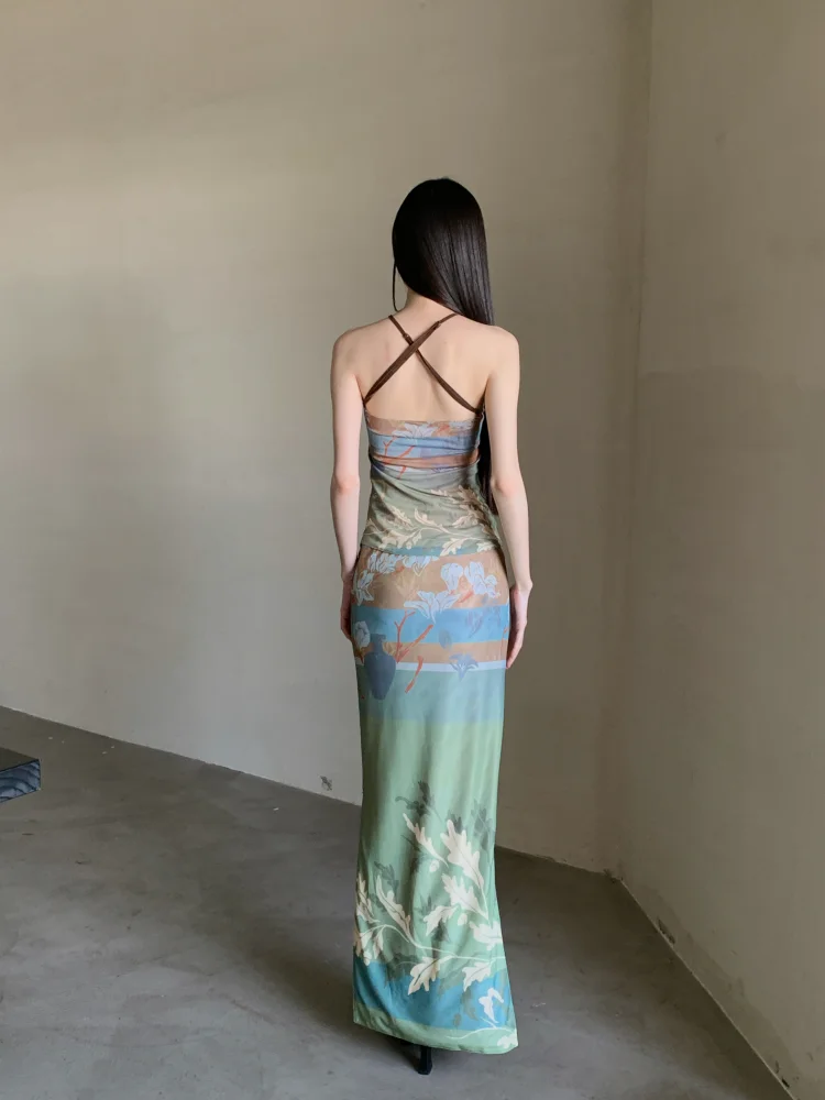 CHEERART Reversible Vintage 2 Pieces Set For Woman Summer Outfit Halter Neck Top And Long Skirt Matching Sets Designer Clothes