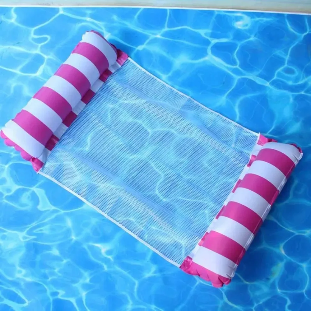 Colchoneta Flotante Inflable Plegable de PVC con Rayas para Piscina, Hamaca Acuática, Colchón de Aire para Fiestas en el Agua