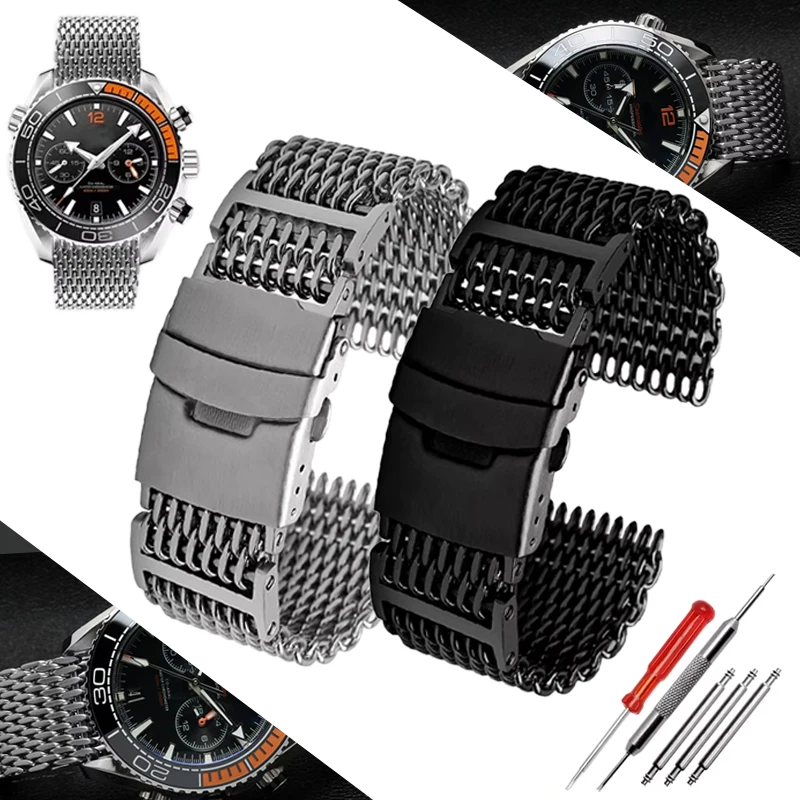 

Ремешок из нержавеющей стали 20 мм, 22 мм, 24 мм для Seiko No. 5 металлических дышащих браслетов для часов Omega Panerai Huawei Hamilton
