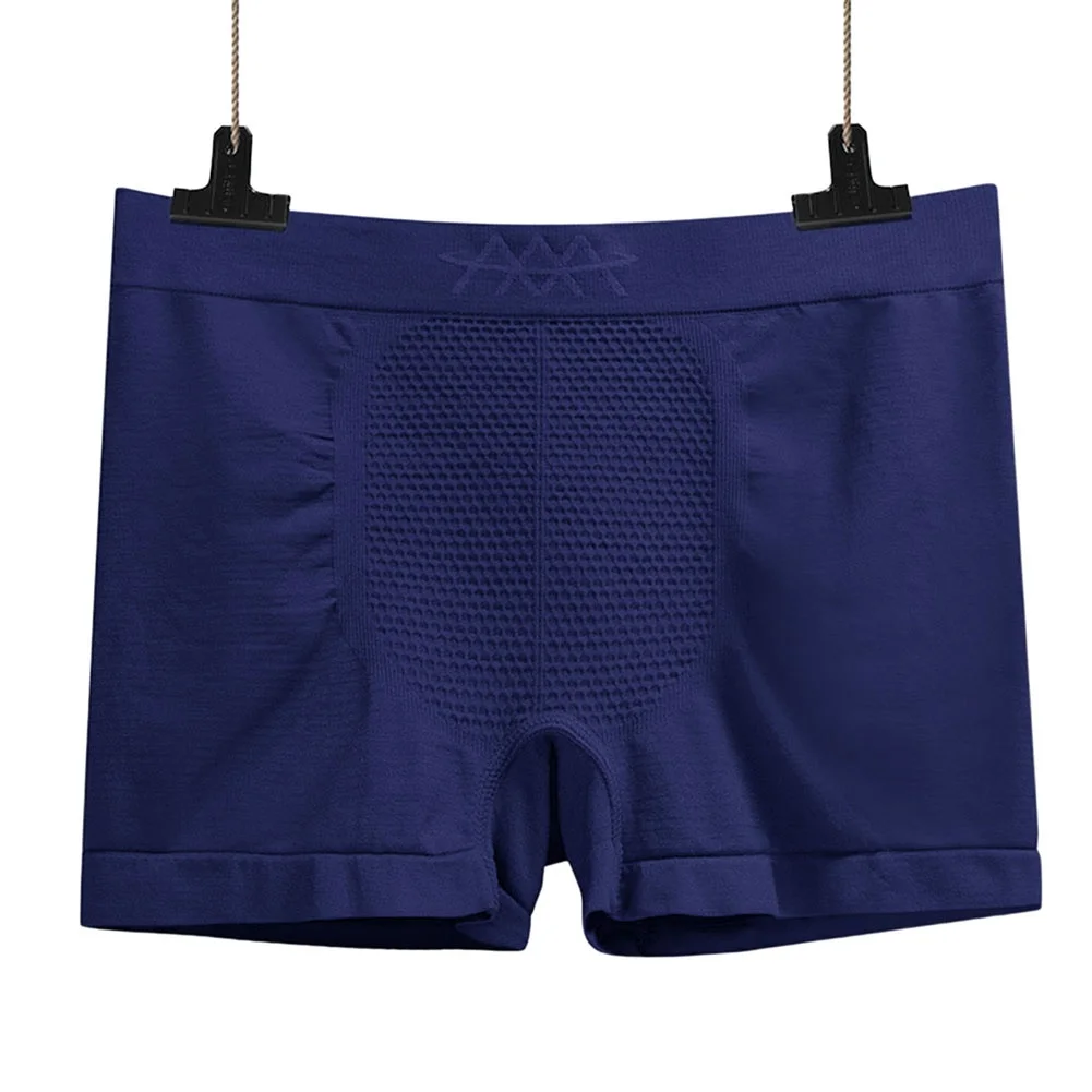 Mens Mid-Waist High-Elastic Seamless Breathable Flat-Front Underwear Comfortable Male Boxers  Flat Corner Panties